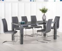 atlanta 200cm dark grey high gloss dining table with tarin chairs