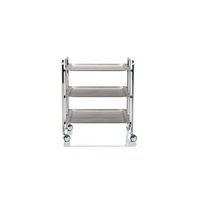 carrito auxiliar plegable bauhaus cromado con ruedas r 3 niveles y 3 posicionesfresno