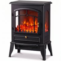 homcom chimenea electrica 10002000 w con efecto llama 3 vistas termostato y brillo regulable negro