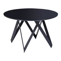 mesa de cocina moderna redonda tablero brillante mdf patas base acero 120 cm negro oxhill