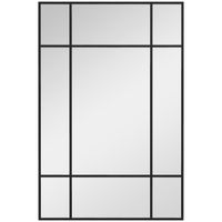 homcom espejo rectangular de pared espejo de ventana 90x60 cm con marco de metal espejo decorativo para salon dormitorio negro   aosom espana