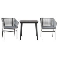 juego comedor jardin 3 pzas cojines ratan sintetico vidrio gris cfw203235