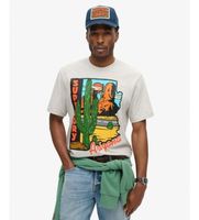 superdry para hombre m1012158a camiseta travel postcard gris m casual algodon manga corta