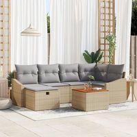 juego de sofas de jardin de 7 piezas con cojines beige ratan sintetico v0184 unico  beige