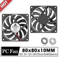 ventilador gdstime de 80mm dc 5v 12v 24v 80x80x10mm ventilador de refrigeracion sin escobillas 8010 enfriador de doble bola ventilador axial de 8cm para refrigeracion de cpu de carcasa de pc
