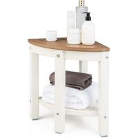 taburete de ducha de esquina banco impermeable costway 33 x 33 x 44 cm blanco