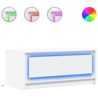 mesa de cafe  mesa de centro con luces led madera ingenieria blanca