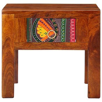 Mesita De Noche 2 Uds | Mesilla De Noche 40x40x36 Cm Madera Maciza De Acacia