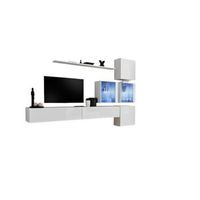 conjunto de muebles de pared para sala switch xix diseno color blanco brillante