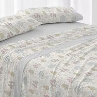 juego de sabanas 50 algodon floral cama de 150 cm - gris - burrito blanco