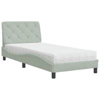 cama individual  cama para adultos  cama con colchon terciopelo gris claro 90x200 cm