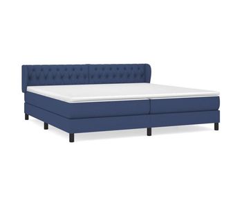 Cama box spring con colchón tela azul 200x200 cm diseño de botones