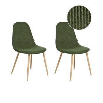 Conjunto De 2 Sillas De Comedor Asiento Tapizado De Pana Con Patas De Hierro Verde Hilden