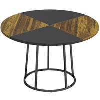 homcom mesa de comedor redonda o120 cm para 4-6 personas con sobre bicolor estilo industrial marron rustico y negro