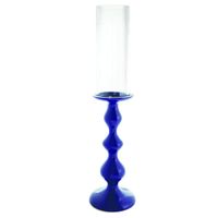 portavelas decorativo de aluminio azul h48