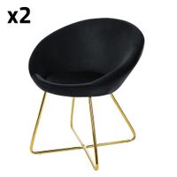 2x sillas de comedor negro aspecto de terciopelo con respaldo redondo