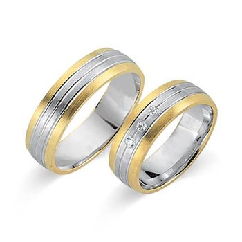 Alianzas 18 quilates oro amarillo-blanco 3 diamantes
