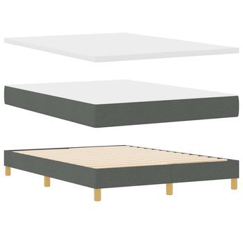 Cama Con Somier Con Colchón Gris Oscuro 140 X 200 Cm Tela