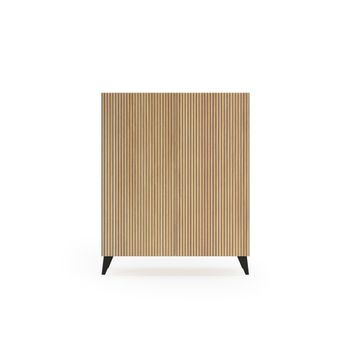 Zapatero melamina roble dorado puertas impresas patas negro 109x90x27