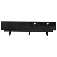 mueble de tv negro de 200 cm con puertas cajones y gestion de cables