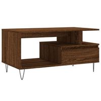 mesa de centro 90x49x45 cm madera y metal trabajados - marron