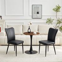 set de mesa y 2 sillas - mueble de comedor - mdf metal y pu - negro y nogal 60x60x72cm