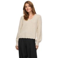 vila jersey zira v-neck knit - super light natural melange para mujer