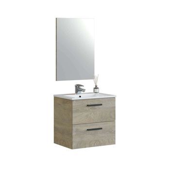 Mueble De Baño Con Lavabo Cerámico Y Espejo Toby