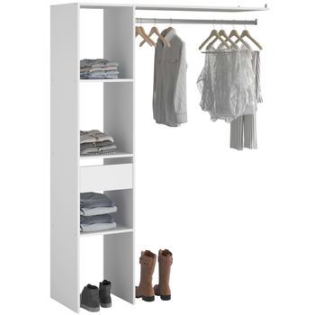 Vestidor Abierto Modular Custom Melamina  Módulo C Color Blanco Doble Montaje 138x180cm Dormitorio