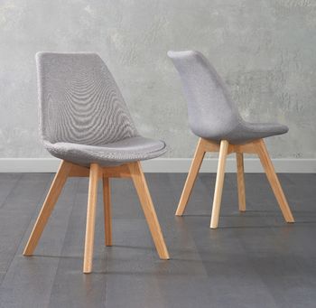 Duke Light Grey Fabric Dining Chairs - Light Grey