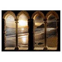 papel pintado 3d - castillo en la playa 200x140 cm