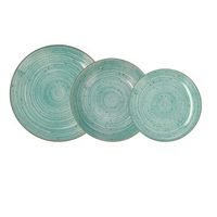 vajilla  porcelana 18 piezas - 6 personas quid montreal - turquesa apto microondas