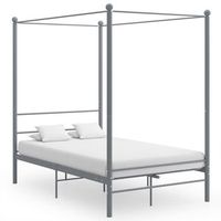 estructura de cama con dosel sin colchon metal gris 140x200 cm vidaxl