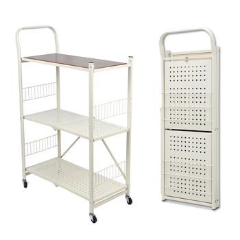 Carrito de almacenaje Metálica 105x66x34,5cm Plegable Con Ruedas Blanco