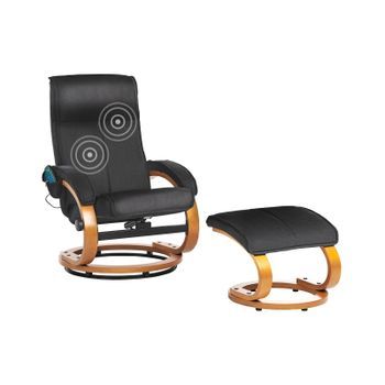 Sillón De Masaje Reclinable Moderno Con Reposapiés Con Calefacción De Tela Negro Hero