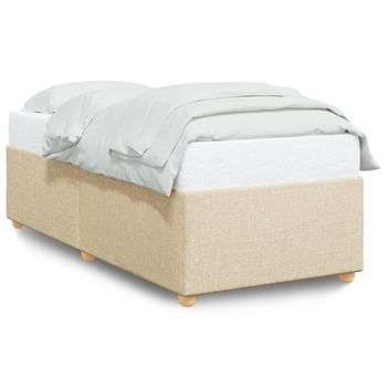 Estructura De Cama Sin Colchón Tela Crema 90x190 Cm Vidaxl