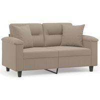 sofa de 2 plazas  sofa de salon  sofa de descanso con cojines tela microfibra gris taupe 120 cm