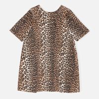 ganni leopard-print denim open-back mini dress - eu 40uk 12