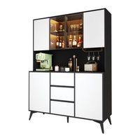 aparador vitrina - mueble de salon y cocina - mdf y vidrio - blanco y negro 120x40x160cm