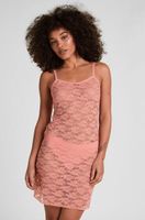 hunkemoller vestido lencero de encaje integral rosa