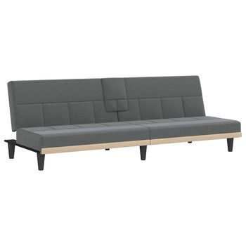 Sofá Cama | Cama Para Adultos Con Portavasos Tela Gris Oscuro