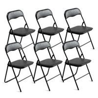 pack de 6 sillas plegables de metal y pvc con asiento acolchado - negronegro