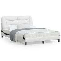 cama matrimonial  cama para adultos  estructura cama cabecero cuero sintetico blanco negro 120x200cm cfw174235