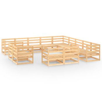 Juego De Salón De Jardín De 13 Piezas Madera Pino Maciza Vidaxl