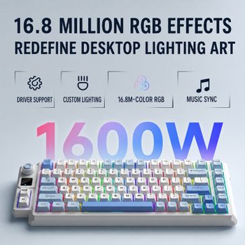 Teclado mecánico Langtu T75 con tres modos de conexión, 75 teclas, estructura de junta, teclas transparentes, Bluetooth, 2.4G, conexión por cable, para juegos y deportes electrónicos.