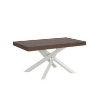 mesa extensible volantis premium de nogal 160420x90 cm con patas blancas