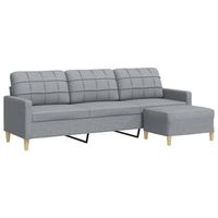 sofa de 3 plazas  sofa de salon  sofa de descanso con taburete de tela gris claro 210 cm