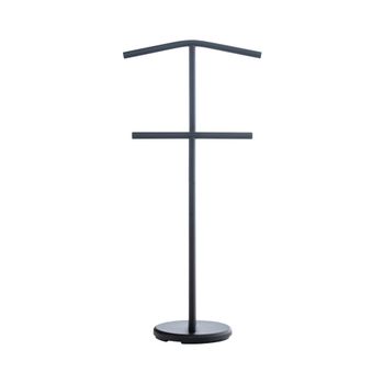 Galán de noche con percha y barra para pantalones Metal Negro