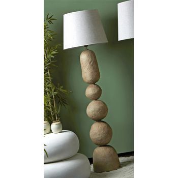 Lampara Pie Papel Mache Adom Marron 172cms. 50dx172 Cms