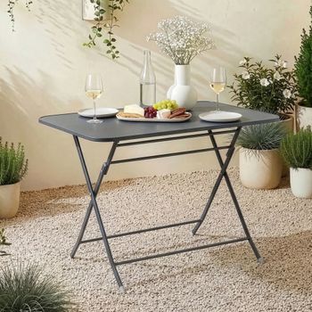 Mesa Plegable Sande Rectangular - Negro [en.casa]